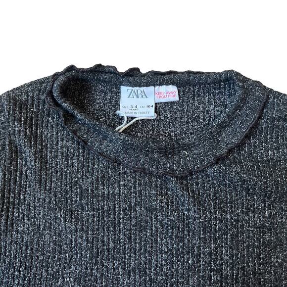 Zara Soft Ribbed Ruffle Neck Top - Picture 2 of 4